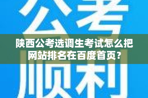 陕西公考选调生考试怎么把网站排名在百度首页？
